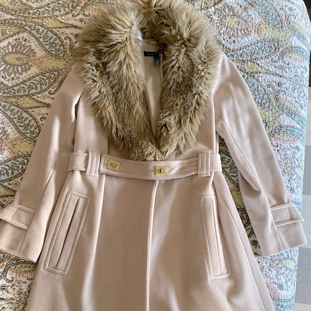 French Connection coat with faux fur collar
